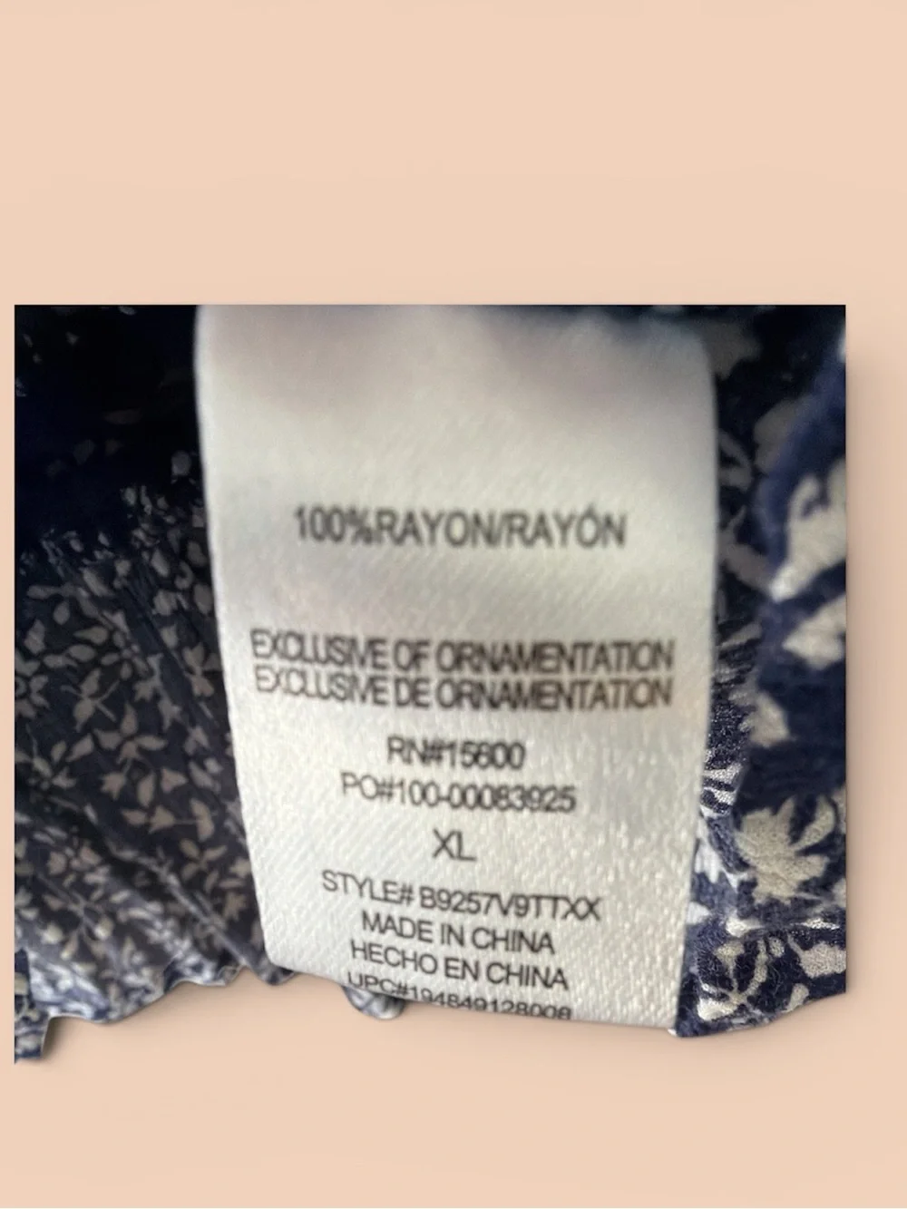 Democracy Navy and Cream Floral Peasant Tunic